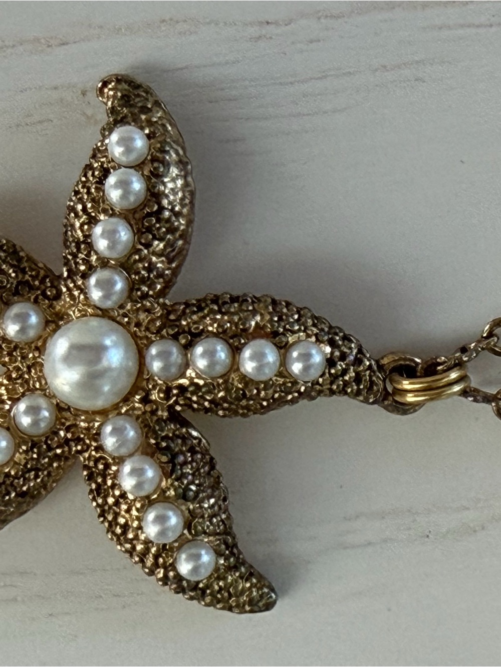 Gold Starfish Pearl Accent Necklace - Women Jewelry